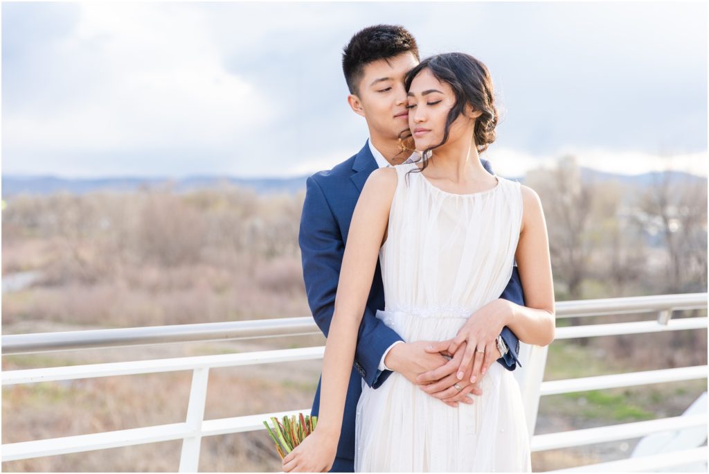 Styled Wedding Session in Denver Colorado Bright Citrus Colors for Spring with Simple Bridal gown