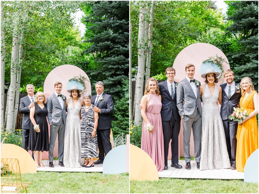 Backyard Summer Wedding Family and Wedding Party